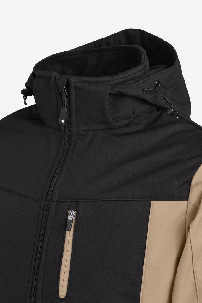 jacke, Softshell, Kapuze, Reißverschluss, Farbblock