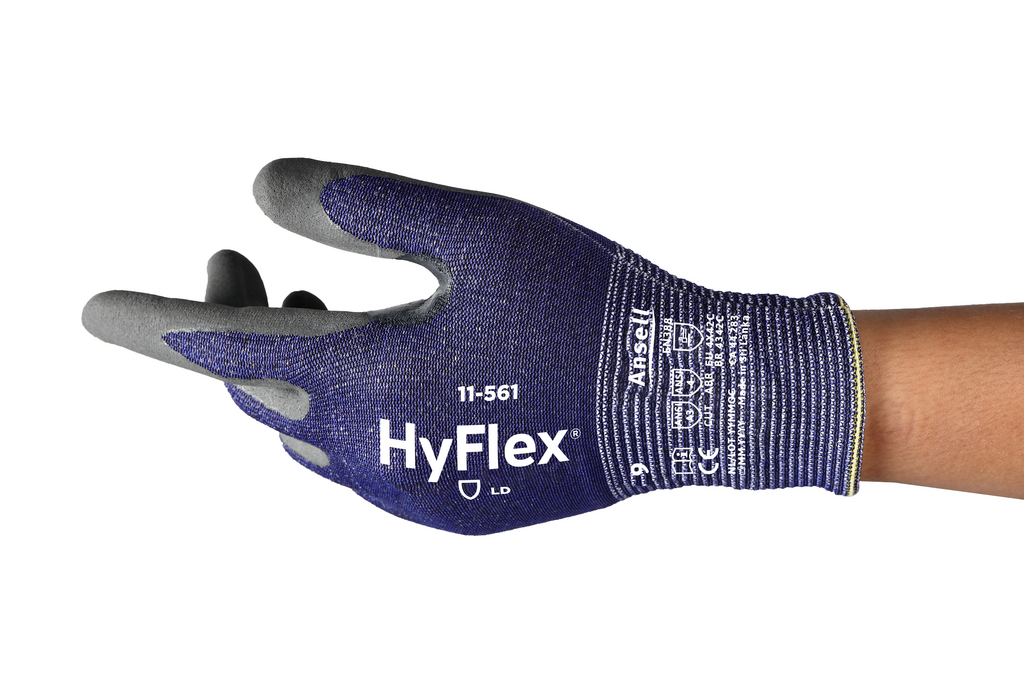 Arbeitskletthandschuh, HyFlex, Nitrilbeschichtung, Blau/Grau, Schutzhandschuh, Handschuh, HyFlex, Schutzhandschuh, Kunststoffbeschichtung, Arbeitsglove