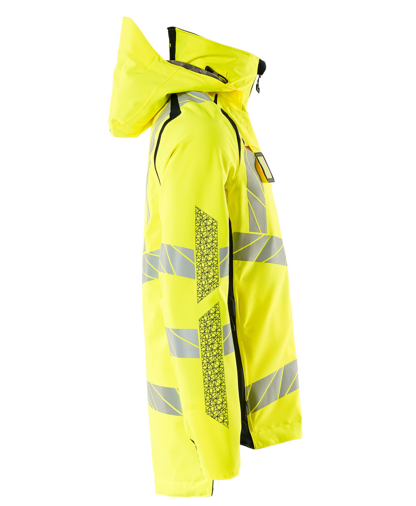 High-visibility, Sicherheitsjacke, Reflektierende Streifen, Gehästekapuze, Gelb