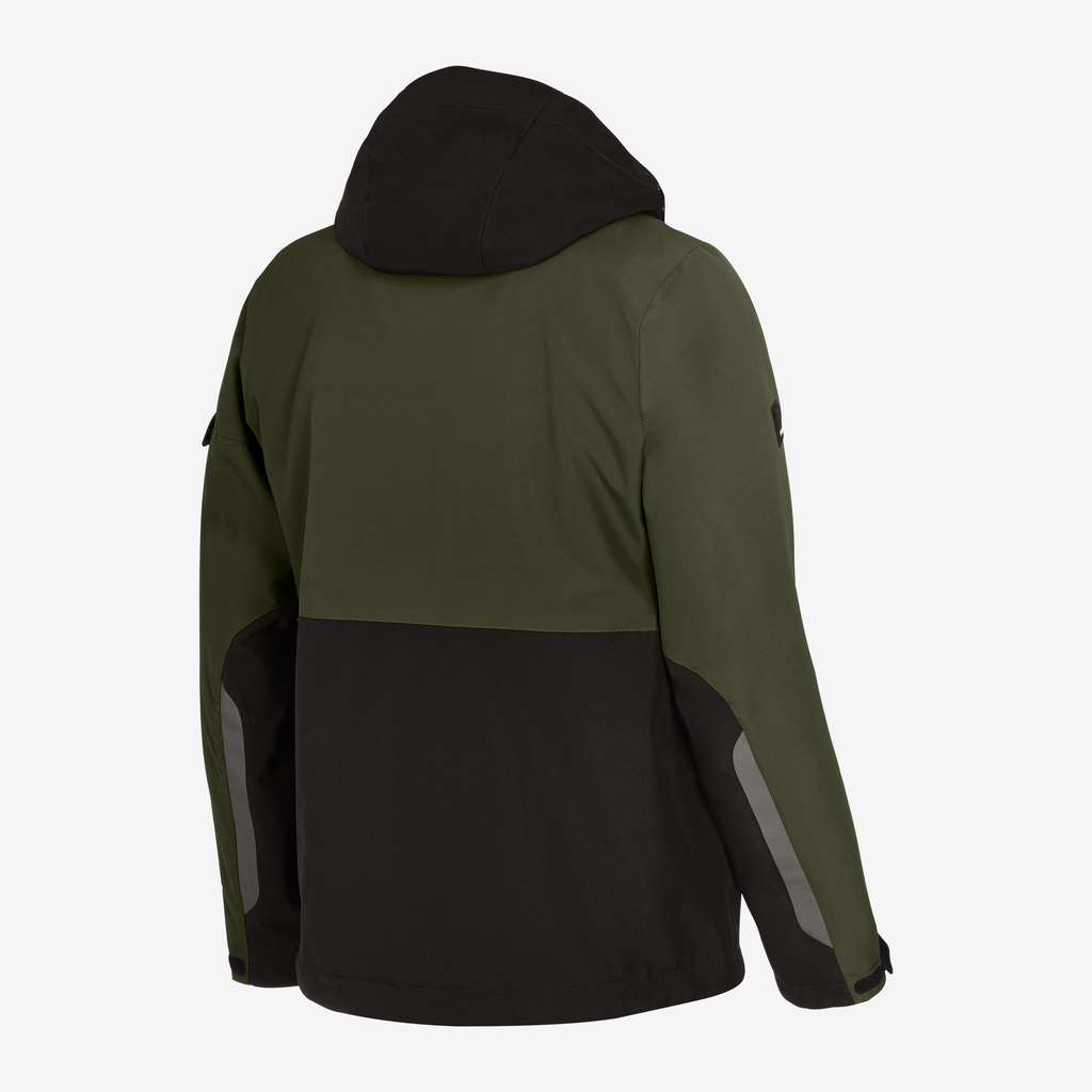 Hooded jacket, Olive green, Two-tone, Windbreaker, Back view