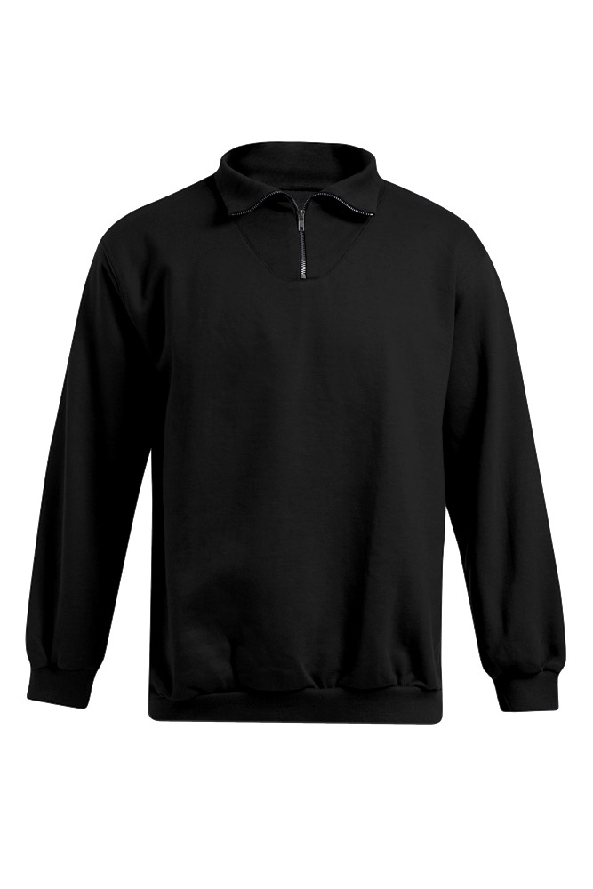 pullover, schwarz, half-zip, langarm, crew-neck