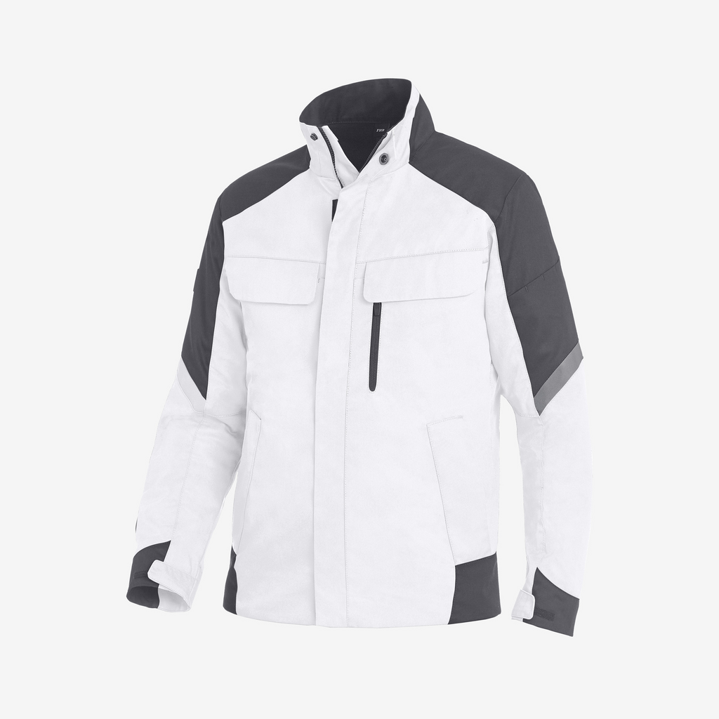 Jacke, Softshell, Grau, Weiße Akzente, Fronttaschen