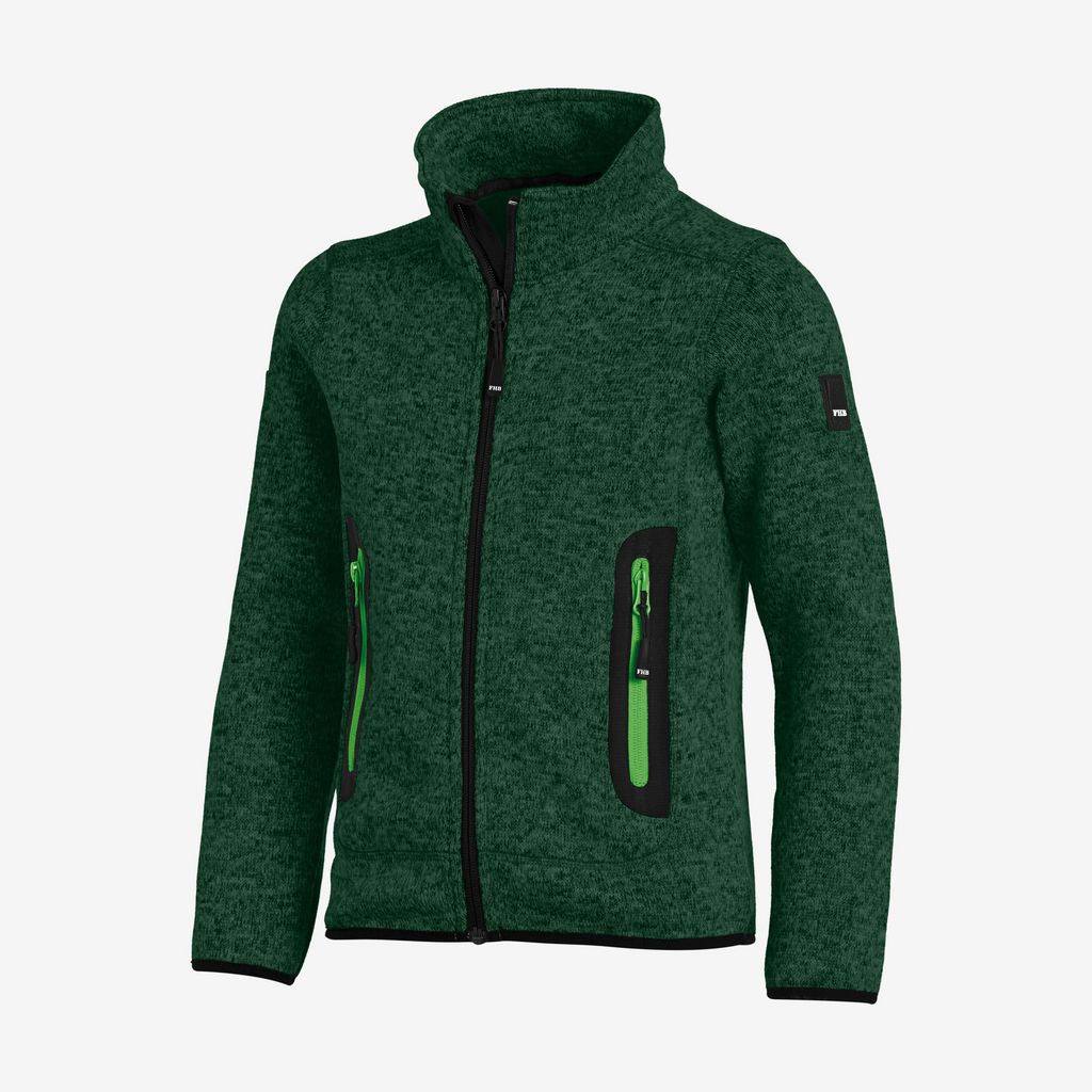 Fleece-Jacke, Grün, Reißverschluss Taschen, Vollreißverschluss, Hoher Kragen