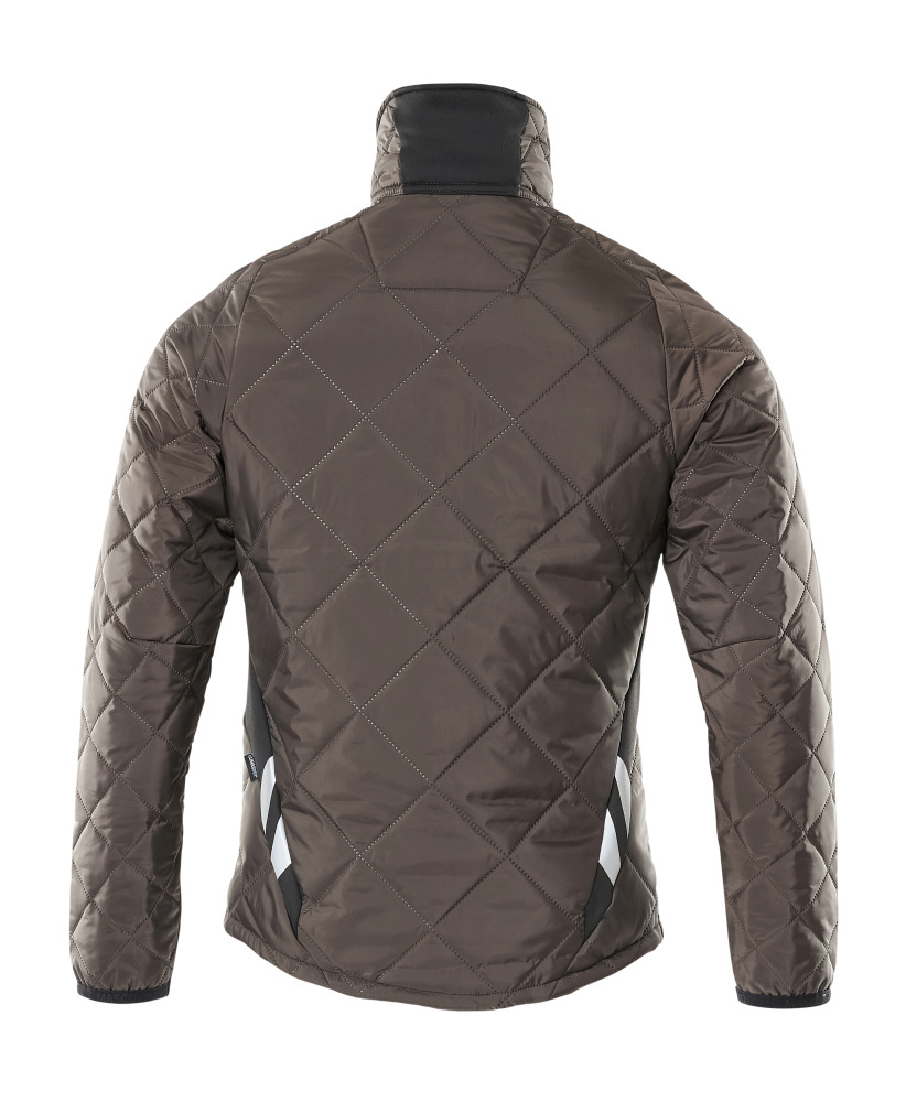  quilted jacket, brown, padded, collar, back view