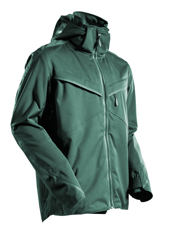 Hardshell-Jacke, Wasserdicht, Reißverschluss, Kapuze, Kragen