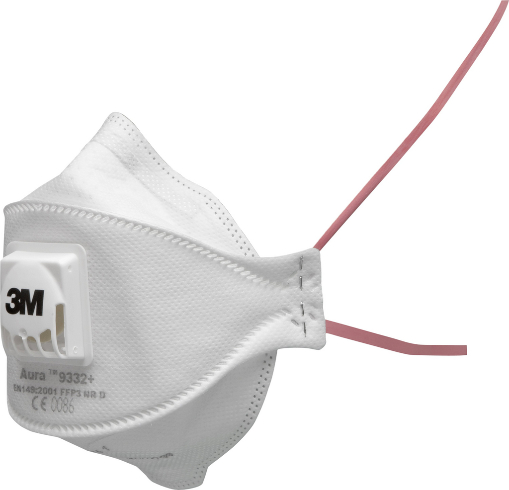3M Atemschutz, FFP3 Maske, Nasenbügel, weiße Maske, Rosa Bänder