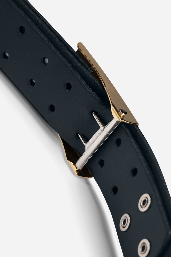 Armband, Leder, Schwarz, Metall-Buckle, perforiert