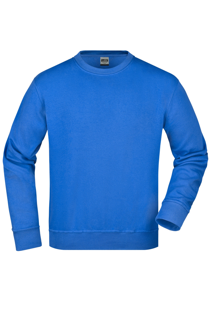 blaues Sweatshirt, Kapuzenloses Langarmshirt, Crewneck, Unisex, Baumwolle