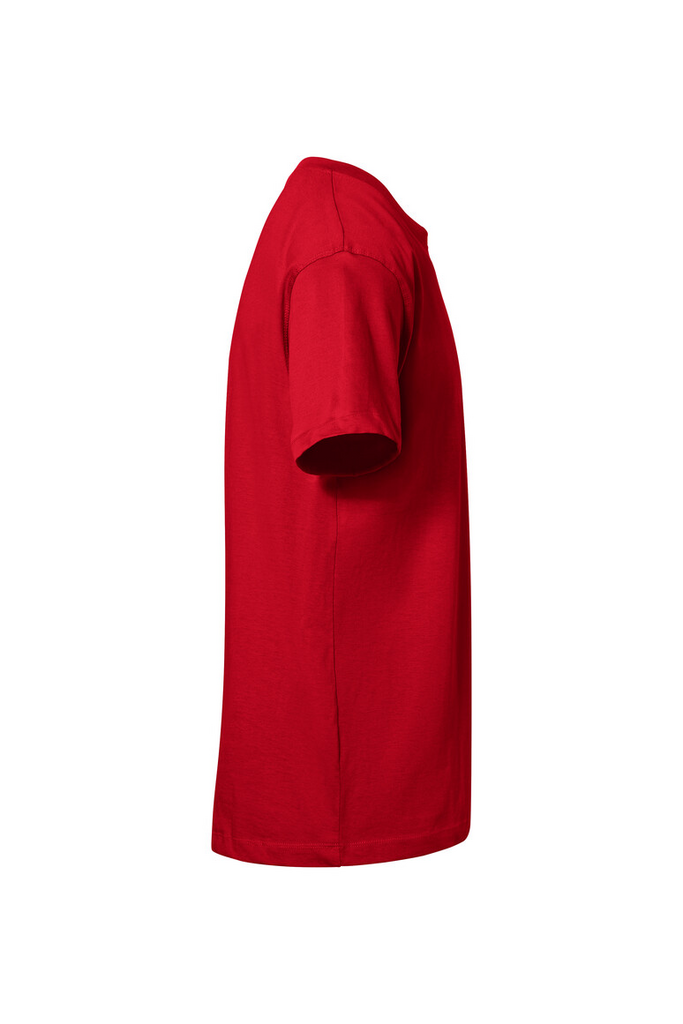 t-shirt, rot, kurzarm, baumwolle, uni